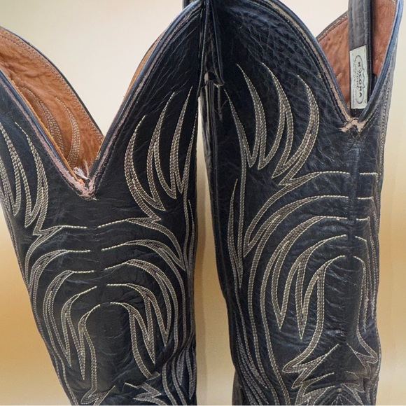 Vintage Nocona Black Leather Cowboy Boots, Preowned, Men’s 9.5 B, GUC - Picture 5 of 16
